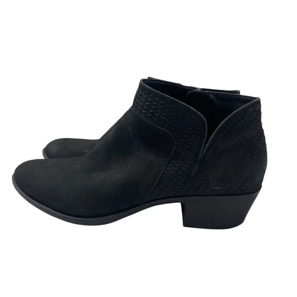 Lucky Brand 9.5 M Nubuck leather Booties Low heel Weave leather on heel